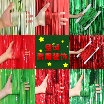 Christmas New Years Eve Gala Annual Meeting Rain Silk Door Curtains Flowers Streamflow Sucai Background Wall Colored with Stage Decorative Arrangement