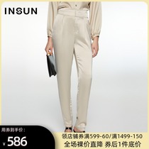 Enshang Ke 2021 Autumn New straight tube texture suit pants womens nine-point fashion straight pants high waist casual pants