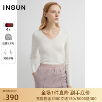 Nong Autumn Womens Clothing Classic Mall with the same minimalist temperament V neckline with long sleeves bottom wool woolen sweatshirt
