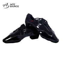 Magnificent Latin dance shoes for men and women teacher shoes patent leather stitching modern dance shoes national standard dance two-point soft shoes FB112