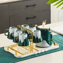 Light and luxurious drinking water cups Home suit Living room Ceramic Tea Tea Teapot Tea Cups Water-cup with Nordic style with trays