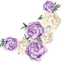 RW-C16 Peony Flowers Wall Decals White Purple Flower