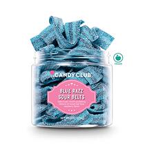 Candy Club Blue Razz Sour Belts Fruit Gummy Can