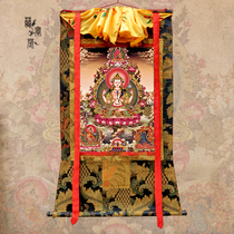 Nepalese cotton mineral pigment Buddha statue Tibetan style four-armed Guanyin thangka hanging painting handmade decorative painting can be depicted in gold
