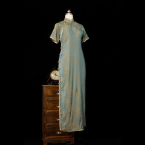 Old cheongsam Xianxia province-free slim-fit old-fashioned flat cutting unilateral lapel low slit Daily all-edging spring and summer