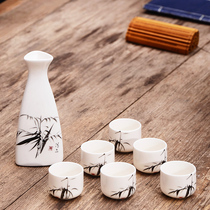 Traditional wine glass set household ceramic wine set white wine glass antique wine divider yellow wine jug ancient style small wine cup