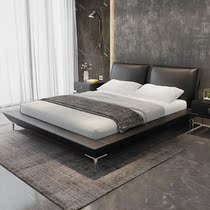 Italian minimalist leather bed Nordic Villa size apartment type Modern simple double bed High-end light luxury master bedroom wedding bed