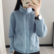 Super warm Teddy velvet fleece womens autumn and winter outdoor sports jacket plus velvet padded cardigan windshield warm inner