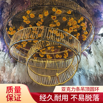 New wedding props wrought iron crystal light ring wedding hall ceiling decoration five-ring song three-ring pendant