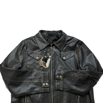 Export hard goods autumn loose lapel casual solid color leather jacket youth jacket motorcycle riding punk jacket men