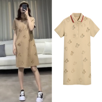 Sandro Moscoloni short sleeve bronzing t-shirt woman 2022 summer new POLO collar temperament a word dress