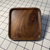 Handle North American black walnut solid wood small plate square plate whole wooden cup holder snack plate 16cm plate one shot