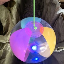 Inflatable luminous ball batch elastic rope ball inflatable toy flash ball will bounce