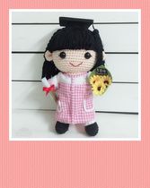 Handmade wool knitting graduation muppet picture custom school uniform crochet doll doll