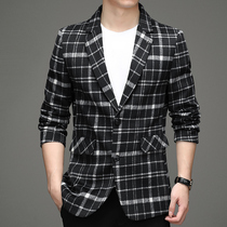 Mens suit Wool plaid blazer Autumn high-end business casual young and middle-aged quality single western top