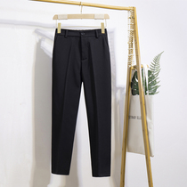 2021 spring and autumn black trousers womens elastic waist high waist slim summer nine-point pipe cone small foot suit pants