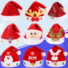 Рождественские украшения Рождественская шляпа Красная нетканая шляпа Санта Клаус Взрослые детские головные уборы светящаяся шляпа