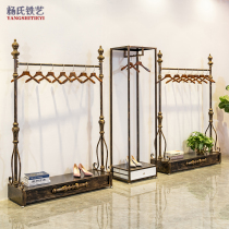Clothing store hanger display rack floor-standing clothing rack childrens clothing mens and womens clothing store shelf hanging clothes shelf bronze