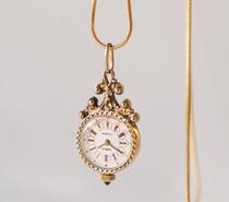 Lithuanian Floral ㊣ Ancient exquisite dreamy flower necklace 17 gemstone mechanical pocket watch