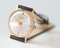 Oversized Lithuania ∞ Ancient 1960s minimalist classic 14K gold round ladies mechanical watch