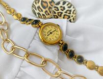 Overseas Ladies◇Antique Bohemian Round Dial Dark Cabochon Gemstone Ladies Mechanical Watch