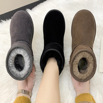 Add velvet padded snow boots women's 2021 winter new shoes flat shoes warm shoes women's shoes short tube boots autumn and winter