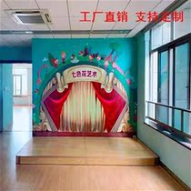 School teaching a classroom platform platform teacher podium solid wood round oblique right angle steel wood stage support customization