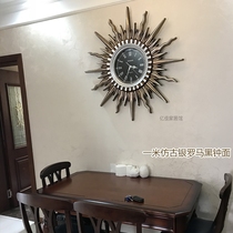 American clock Living Room restaurant Sun wall clock retro clock mute Chinese Villa European large Wall watch hotel clock