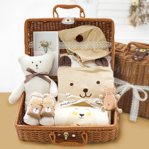 Newborn gift box organic colored cotton clothes set Baby 0-3 months play with gift box solid wood toys Four Seasons gift