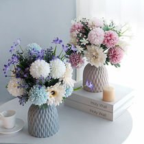 Pink elegant simulation floral set European fake flower dry bouquet living room table TV cabinet ornaments home decoration