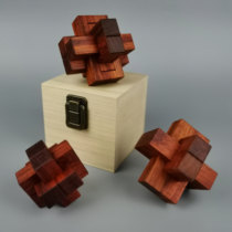 Red Wood Ruban Keyhole Bright Lock High-quality Solid Wood Puzzle Toy Universal Thinking Hands-on Ability Development Mortise And Mortise Structure