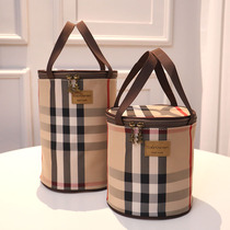 Japanese student lunch box bag Round barrel aluminum foil thickened large capacity waterproof portable bento bag Insulation bucket bag