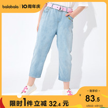 (stores shipping) Balabala childrens pants Childrens pants Children washed jeans Baby Summer clothing CUHK Tong