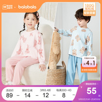Barabala childrens pajamas boys boys and girls baby home clothes fleece thick warm comfortable cute cute