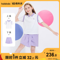 (store shipping) Balabala summer dress 2022 new suit girls summer clothing CUHK child two sets of sweet and beautiful