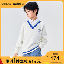 (stores shipping) Balabala Childrens knitted sweatshirt pure cotton boy 2022 new CUHK Spring Academy