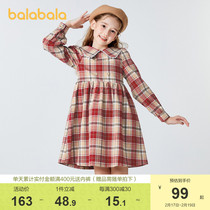 Balaba girls dress for dress and autumn winter skirts Childrens clothes CUHK childrens checkered over sweet college windy