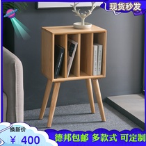 Solid wood vinyl record cabinet Nordic retro sofa side cabinet childrens simple small bookcase office living room magazine cabinet