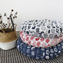 Simple Japanese fabric futon group tatami cushion round thick chair stool ass pad pet cat cushion