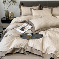 Nordic ins wind light and luxurious 4 pieces of pure cotton full cotton 100 minimalist bed linen bed with cotton bed on cotton bed