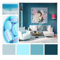 Cabary Art Paint Leather Velvet Blue