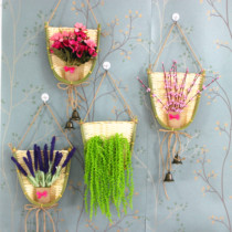  Dustpan charm Pastoral bamboo woven simulation plant wind chimes Wall decoration Creative home wall decoration Wall decoration