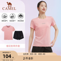 Camel Sport Set Ladies 2021 summer new sportswear casual fitness short-sleeved shorts running two-piece set