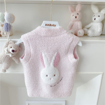 Good night KK autumn winter pink bunny bunny series cute baby soft cotton half suede Machia suit
