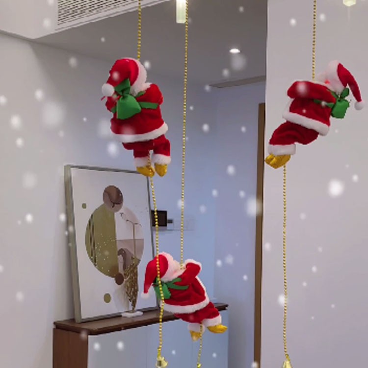 エレクトリックミュージッククライミングロープサンタクロースクライミングビーズクリスマスおもちゃ人形人形装飾ペンダントクリスマスギフト
