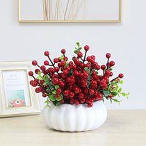 Home Decoration Goods Fake Flowers Swing Piece Red Tong Tong Great Red Fruits Red Bean Trick North American Winter Green Overall With Basin Floral Art.