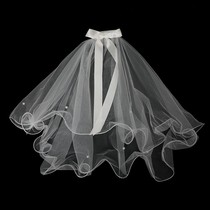 Head veil with lamp photo props Glowing flash bride main light wedding dress Female wedding bow net red head veil