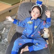 Baby sleeping bag autumn and winter thick cotton no trace split leg baby Autumn Childrens kick-proof conjoined air conditioning pajamas