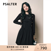Psalms Pretty Womens 2022 Autumn New Loose Crewneck Fake Two-Piece Temperament Small Black Dress Dress