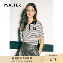 Poetic womens dress 2022 Summer new Flipped Striped College Wind Knit Short Sleeve Polo Needle Weaselwear